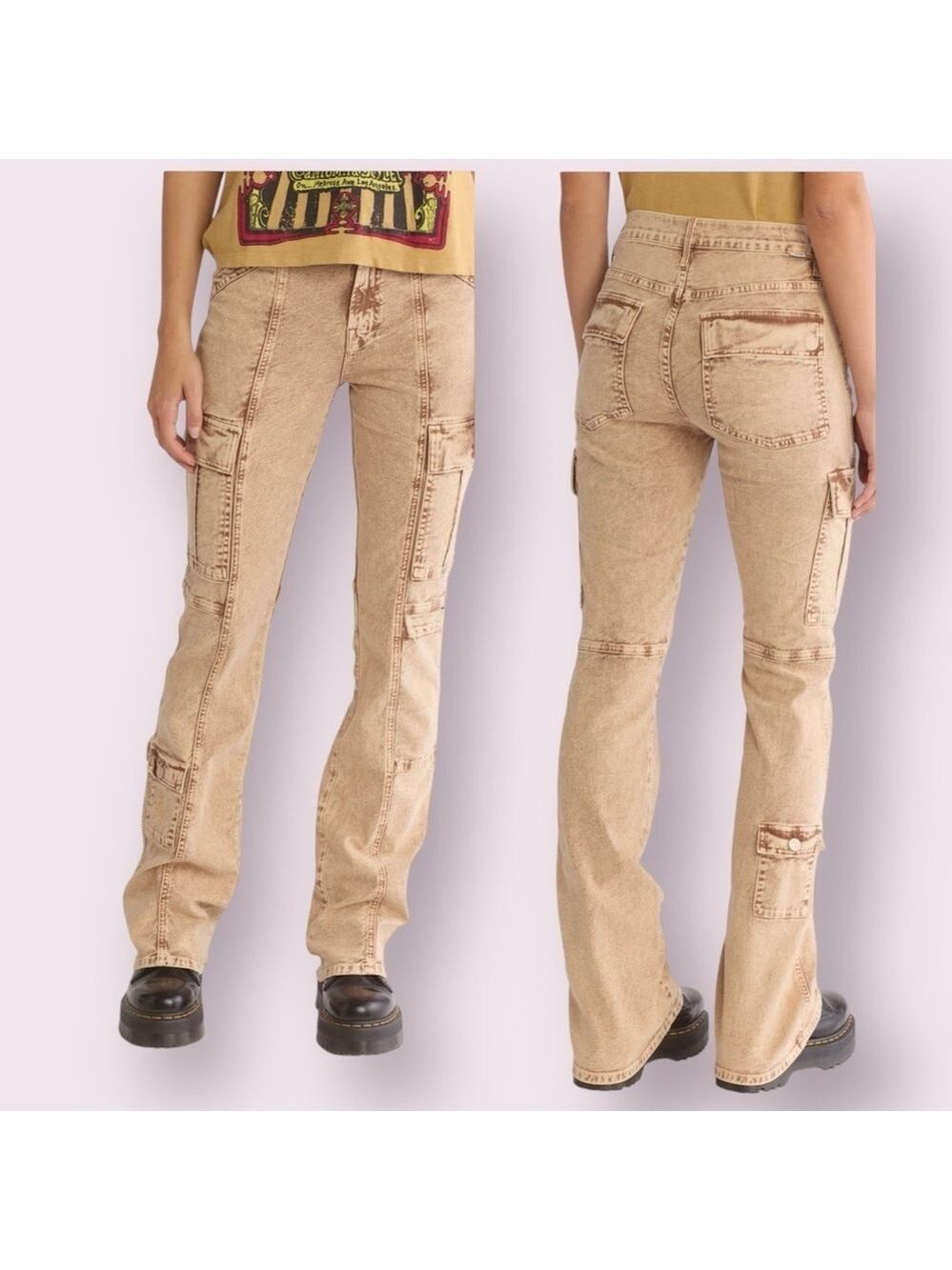 MOTHER Wide Leg Jeans The Swiss Army Desperado Heel Jeans in Tan Sz 28 NWT - Picture 1 of 16